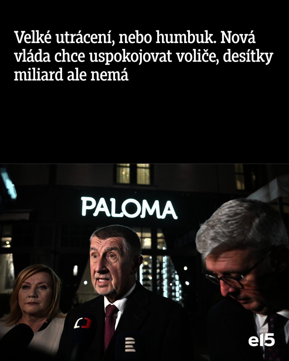 💸 Sliby ANO, SPD a Motoristů mohou stát přes 150 mld. ročně. Důchody, platy i nižší daně – zatím ale bez krytí. Rozpočet je už teď v minusu. Čtěte 👉 e15.clanek.net/nv7keo