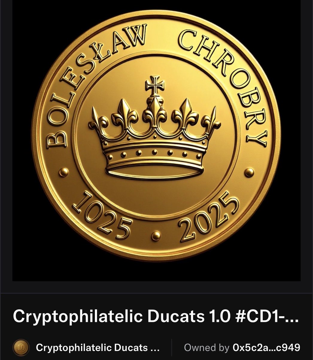 First collection of Cryptophilatelic Ducats issued by the Polish Cryptophilatelic Association #PZKF ⁦⁦<a href="/pzkfpl/">Polski Związek Kryptofilatelistów</a>⁩ referencing the popular Cryptophilatelic Thalers of Poczta Polska ⁦<a href="/PocztaPolska/">PocztaPolska</a>⁩ in cooperation with the ⁦community. Second Ducat 👑Bolesław Chrobry💛