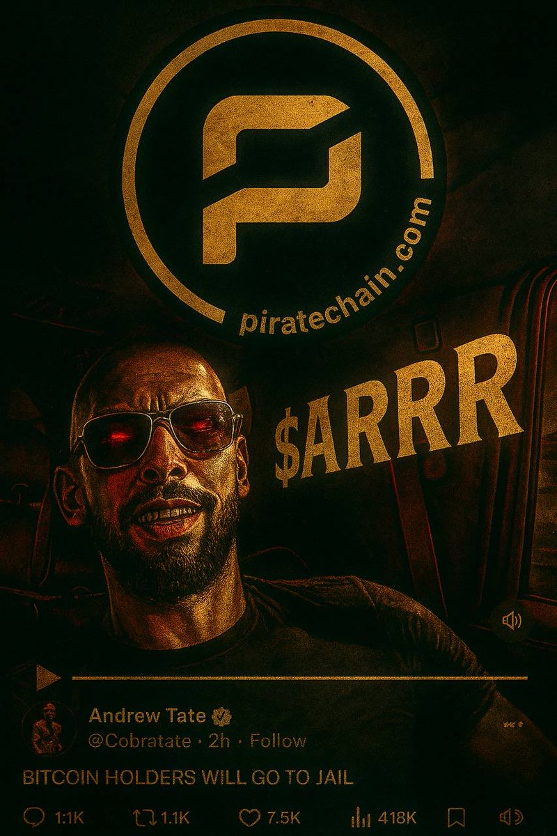 My_WiseMoney's tweet image. #TopG @Cobratate understands how important #privacy is to unplug from the matrix.
#PirateChain is the most secure option to protect your financial freedom from the #matrix agents. #ARRR you even paying attention?