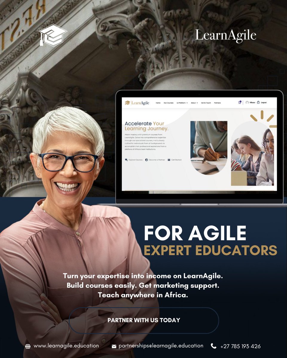 LearnAgile_'s tweet image. Turn your Agile expertise into income with LearnAgile. 🎓
Sell your courses, reach global learners, and grow your teaching business with zero tech hassle.
Email: partnerships@learnagile.education
 Call: +27 78 519 3426
Start monetizing your knowledge today!
#LearnAgile #Trending