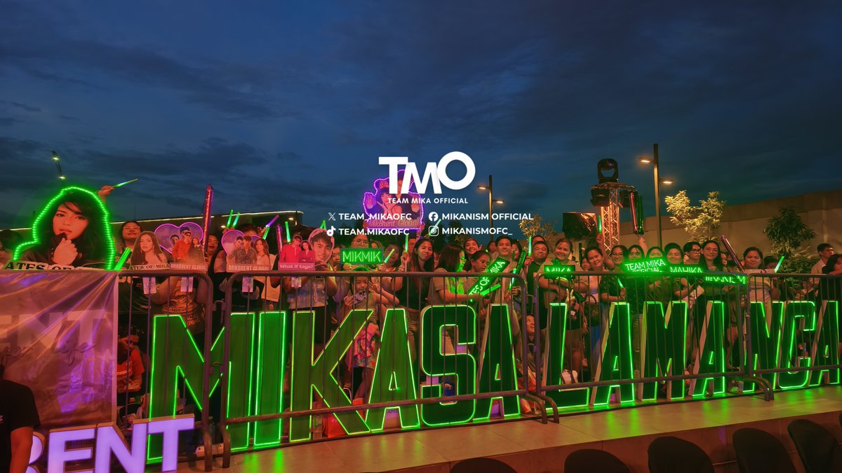 team_mikaofc's tweet image. 𝗠𝗜𝗞𝗔 𝗦𝗔𝗟𝗔𝗠𝗔𝗡𝗖𝗔 𝗙𝗔𝗡𝗦: 𝗨𝗡𝗜𝗧𝗘!

From the scorching heat of noon until the breezing wind of the night, Mikanisms secured their position in the barricade. That&apos;s dedication right there. We&apos;re here and ready to light MOA Sky in green!

MIKA LEADS THE SPARKLE