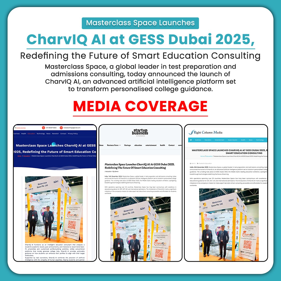 MasterclasSpace's tweet image. Proud moment for Masterclass Space! ✨
Our launch of CharvIQ AI at GESS Dubai 2025 is making headlines across major media platforms.

#MasterclassSpace #CharvIQAI #GESSDubai2025 #EdTechInnovation #AIinEducation #EducationConsulting #MediaCoverage #DubaiEvents #FutureOfEducation