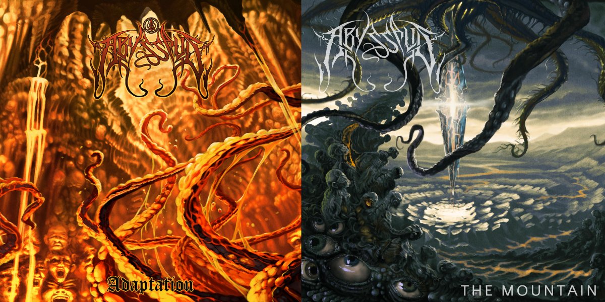 transcendingobs's tweet photo. We've uploaded the techy death metal release of #Abyssalis with their acclaimed previous EP as bonus on the channel - https://t.co/3dppQWQWNN
Both of them are for NYOP on Bandcamp - https://t.co/p9lUGeOSXs
FYI, the merch for "The Mountain" release looks terrific!
Both artworks are by Justin Abraham