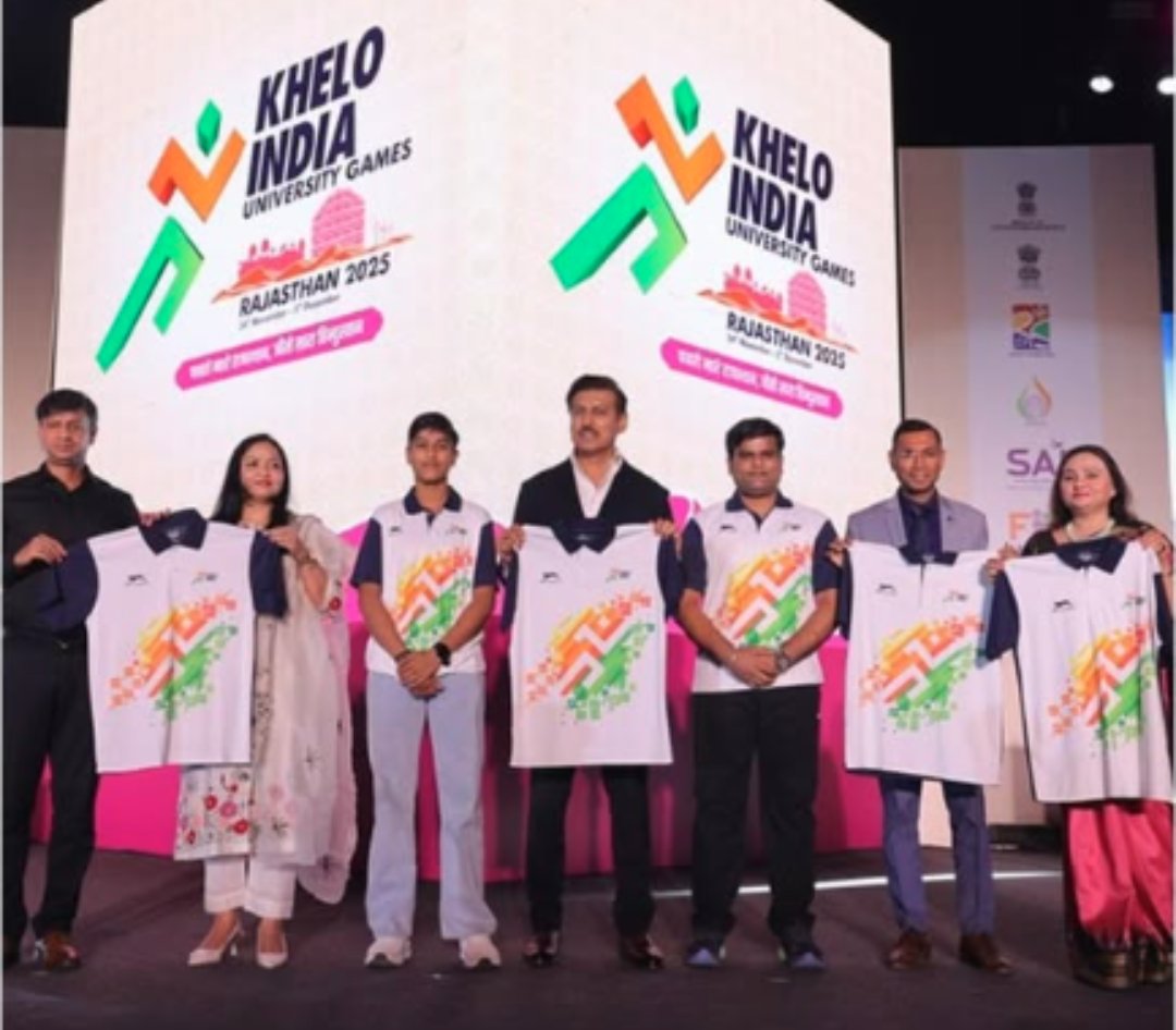 👕 The #KIUG2025 jersey — vibrant, proud &amp; powerful!

Unveiled with AIU Sports, celebrating unity &amp; the unstoppable energy of India’s youth. 🔥

Images Source: @rajasthanstatesportscouncil 

<a href="/profvinaypathak/">Prof. Vinay Kumar Pathak</a> #KheloIndiaUniversityGames #AIU #kheloindia #Rajasthan