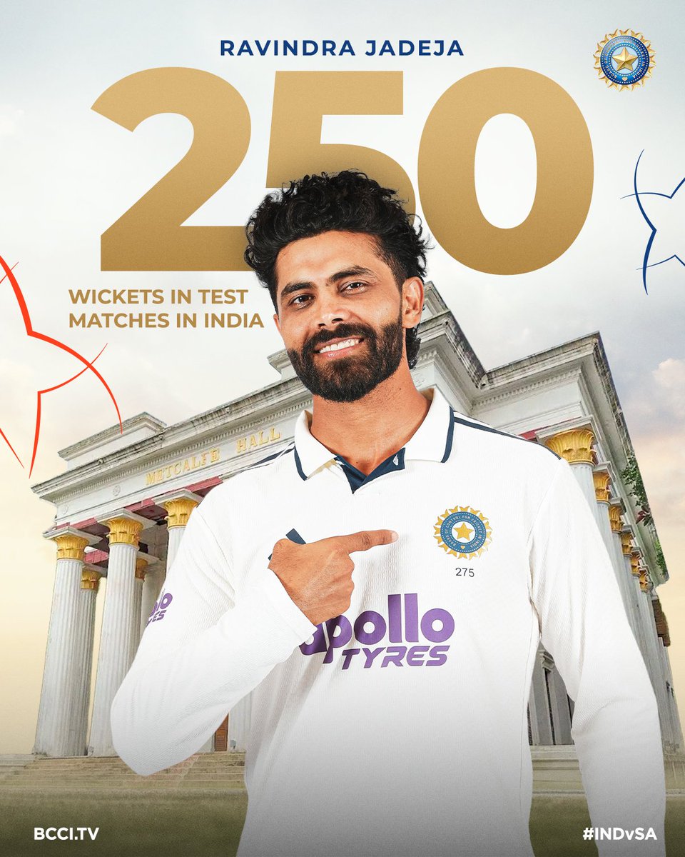 BCCI's tweet image. 2⃣5⃣0⃣ Test wickets in India ✅
1⃣5⃣0⃣ wickets in ICC World Test Championship ✅

Ravindra Jadeja unlocks a couple of more impressive milestones 👏

Updates ▶️ bit.ly/INDvSA-1stTEST… 

#TeamIndia | #INDvSA | @IDFCFIRSTBank | @imjadeja