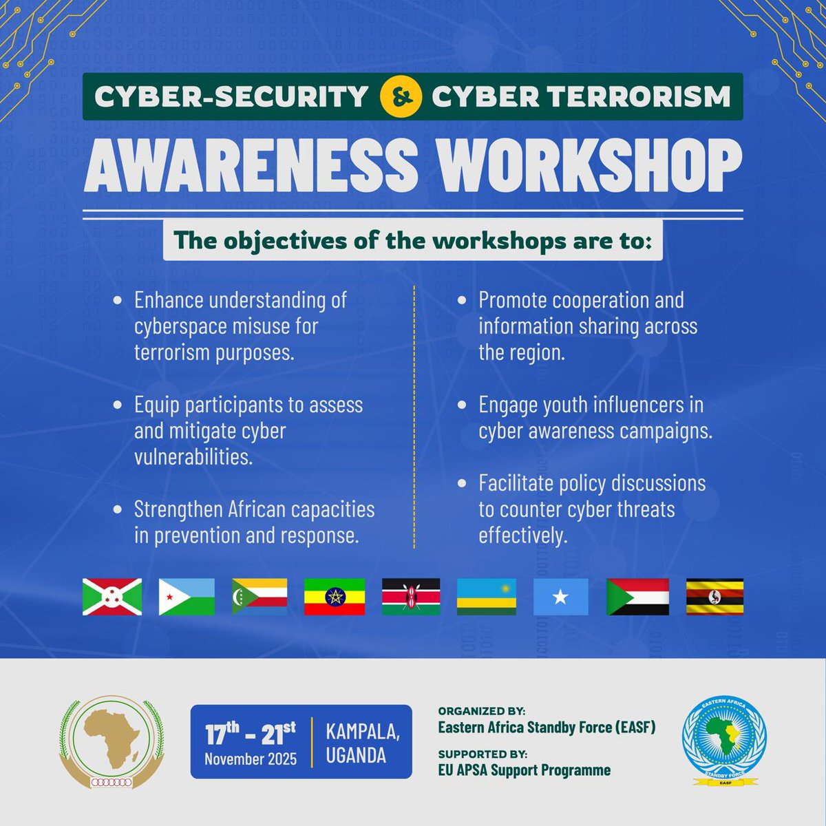 Jude_Mugabi's tweet image. #APSA | ##CyberTerrorism

Through plenary presentations, interactive discussions &amp;amp; experience-sharing sessions,the program is designed to promote knowledge exchange,deliver practical #CyberSecurity insights &amp;amp; facilitate collaborative learning in order to achieve these objectives: