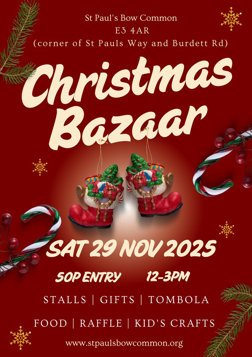 You’re Invited to Our Annual Christmas Bazaar!

Come along and enjoy:
✨ A variety of stalls
✨ Our ever-popular tombola
✨ Delicious refreshments available to purchase
✨Carol singing from the STBC singers
#SPBC #Christmasbazaar #tombola #raffle #refreshments #Christmasgifts