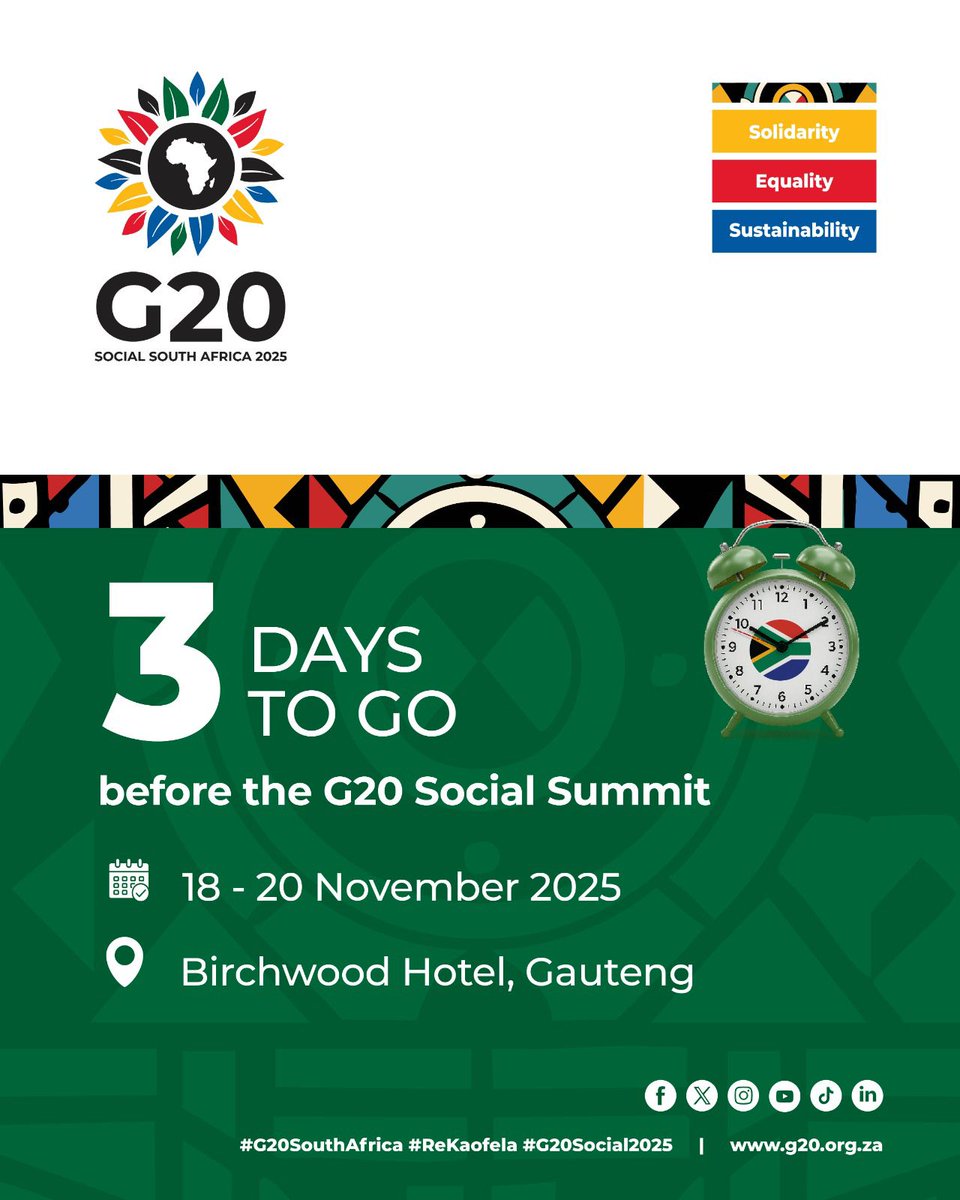 #Rekaofela: Every voice counts!! In bringing ideas like digital inclusion, climate justice, food security and sustainable finance into the economy #G20SocialSA2025 #govzaupdates