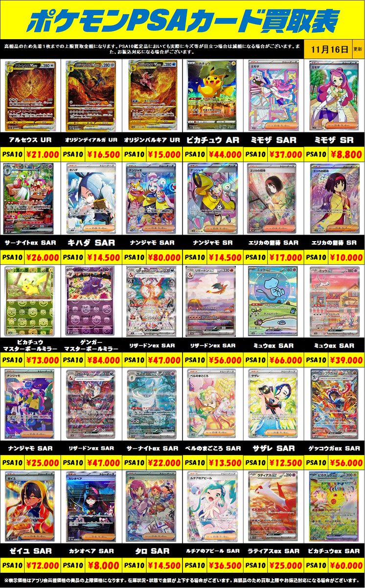 【超豪華】PSA10鑑定品、UR、HR、SR、CSR等 ポケカ まとめ売り ポケカ VMAX HR SA PSA10の買取価格一覧・取引相場まとめ | magi