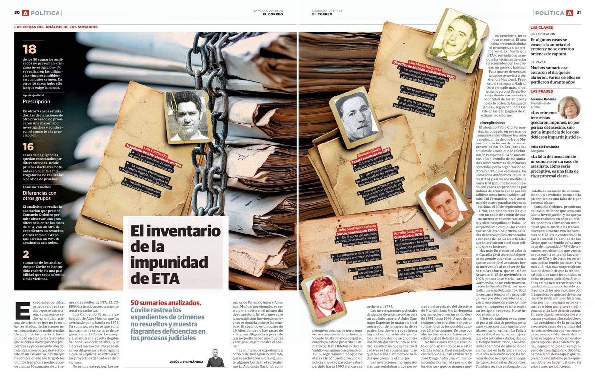 ConsuorF's tweet image. 5. La importancia de estudiar sumarios sin esclarecer por juristas y profesionales expertos en derecho penal es fundamental para conocer la VERDAD JUDICIAL, parte esencial en la historia del terrorismo. Única manera de saber porqué están #Impunes y si hubo responsables.