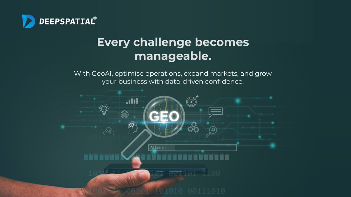 deepspatialai's tweet image. When challenges feel overwhelming, GeoAI brings clarity. With Deepspatial, turn scattered data into opportunity—analyze patterns, find untapped markets, and optimize operations with confidence. 

#GeoAI #DeepspatialAI #LocationIntelligence $DSAI $DSAIF $DSAI.CN