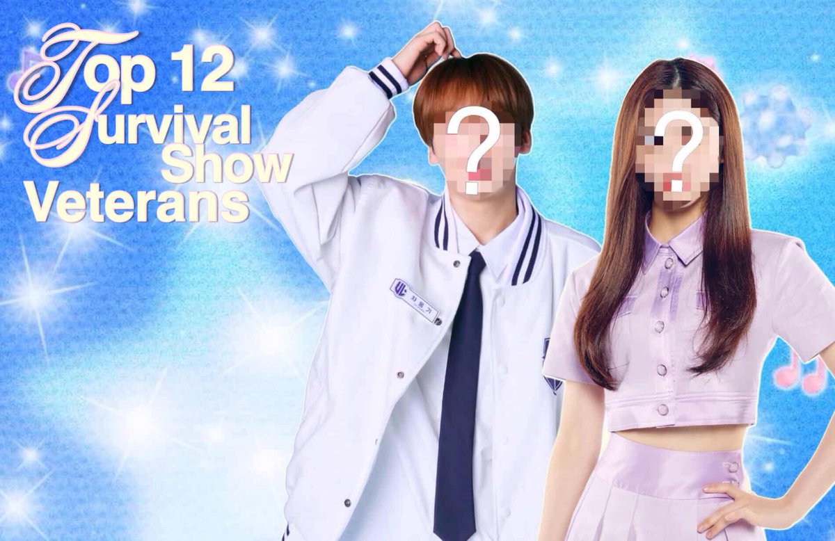 korean_charts's tweet image. Top 12 Survival Show Veterans by Korean Charts :

(Info gathered and ranked by 🍬. Graphics made by 🐌)