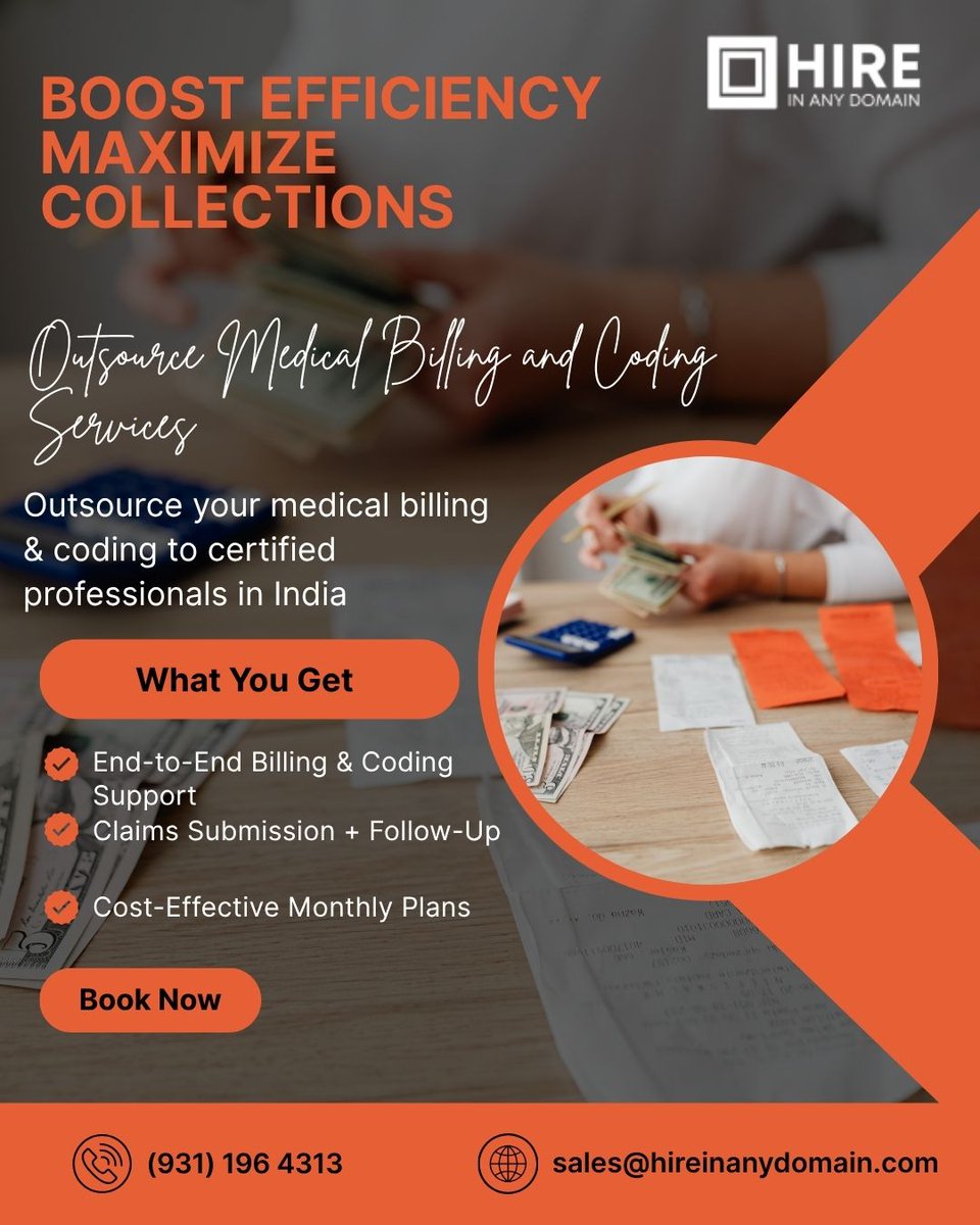 hireinanydomain's tweet image. Simplify your workflow by choosing to Outsource Medical Billing and Coding Services to India.
📩 sales@hireinanydomain.com
 🌐 hireinanydomain.com
 📞 +91 9311964313
Visit: hireinanydomain.com/hire-medical-b…
#OutsourceMedicalBilling #MedicalCodingServices #MedicalBillingExperts