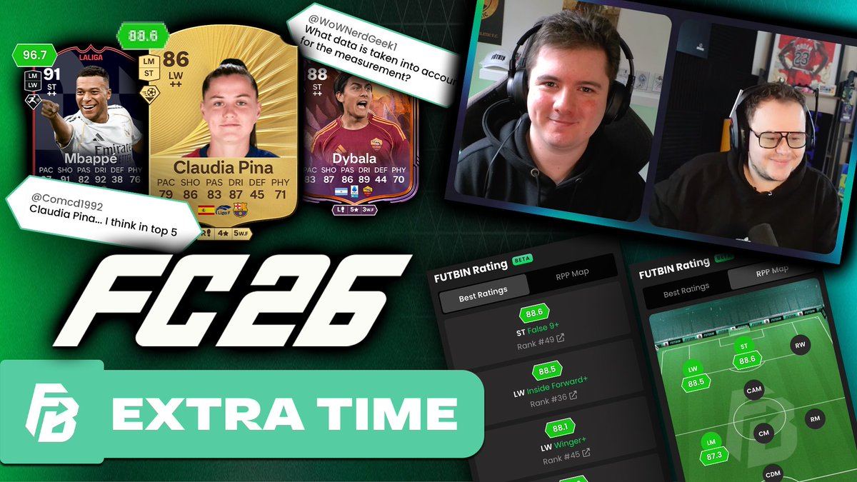 FUTBIN's tweet image. 🎙️ Why isn&apos;t Pina Number 1? How do you work out the ratings? 

Everything you need to know about the FUTBIN Rating has been covered in an Extra Time Podcast! 👇