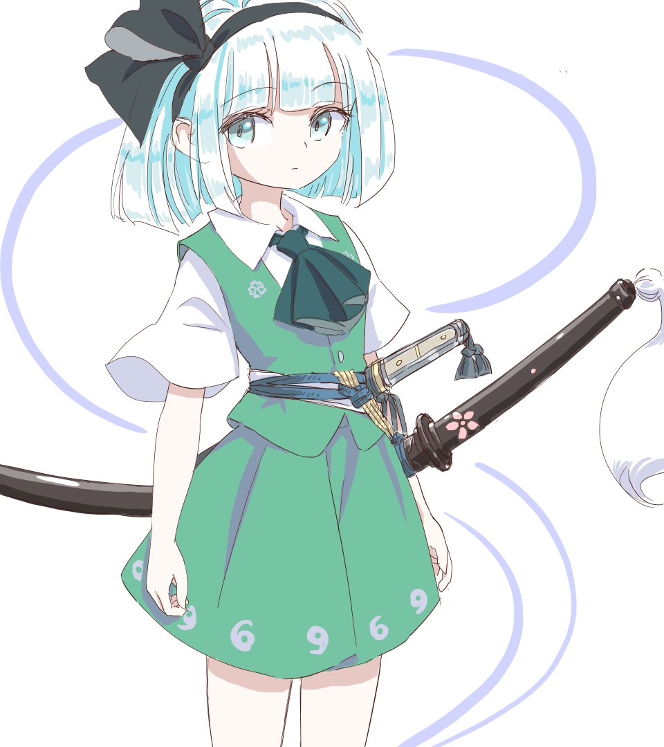 魂魄妖夢 ,半霊 「妖夢。腰に大太刀佩かせて、問題はどうやって抜くかだが」|S.A.村井＠華激ノ宴🌻香13のイラスト