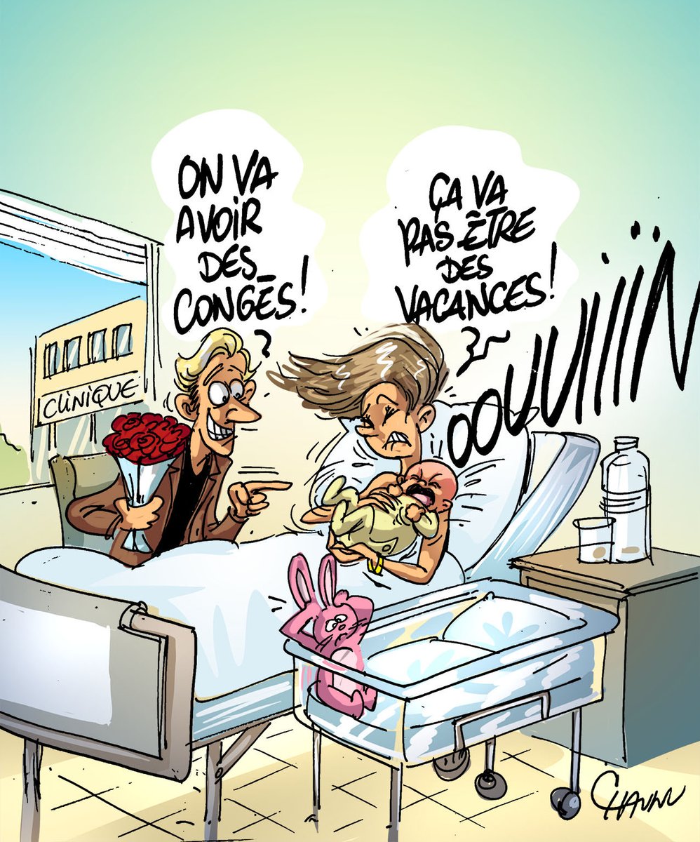 ✏️ #dessin du jour pour @ouestfrance la création d’un congé de naissance #actu #dessindepresse