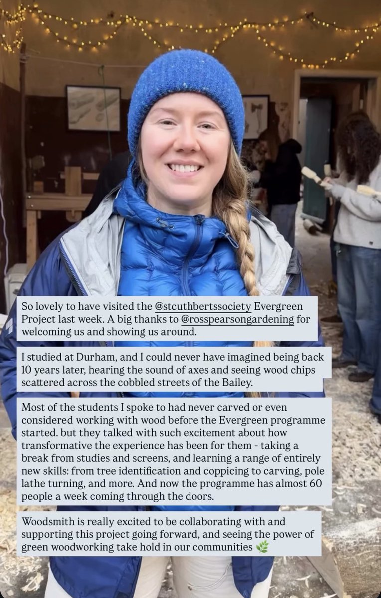 Woodsmith joined us at St Cuthbert’s Evergreen Workshop, jumping straight into heritage green woodcraft with our students. We’re excited to team up to make traditional skills accessible for young makers and keep this craft thriving for future generations. <a href="/CuthsSociety/">St Cuthbert's Society</a>