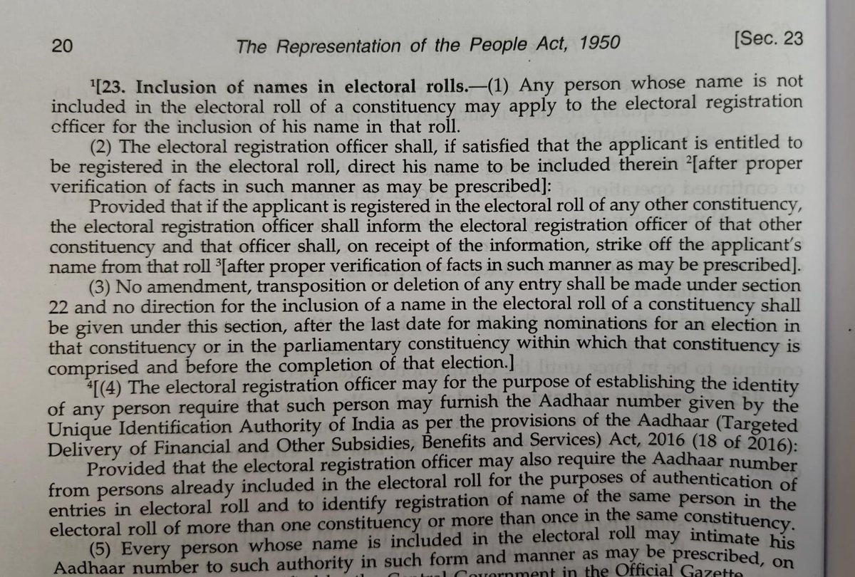 Starboy2079's tweet image. Let me tell- How 3 lac voters increased

Under Clause 23(3) of the Representation of the People Act, 1950, voters are allowed to submit Form 6 and enroll themselves up to the final day of nominations, even after the election schedule has been announced.

Election schedule…