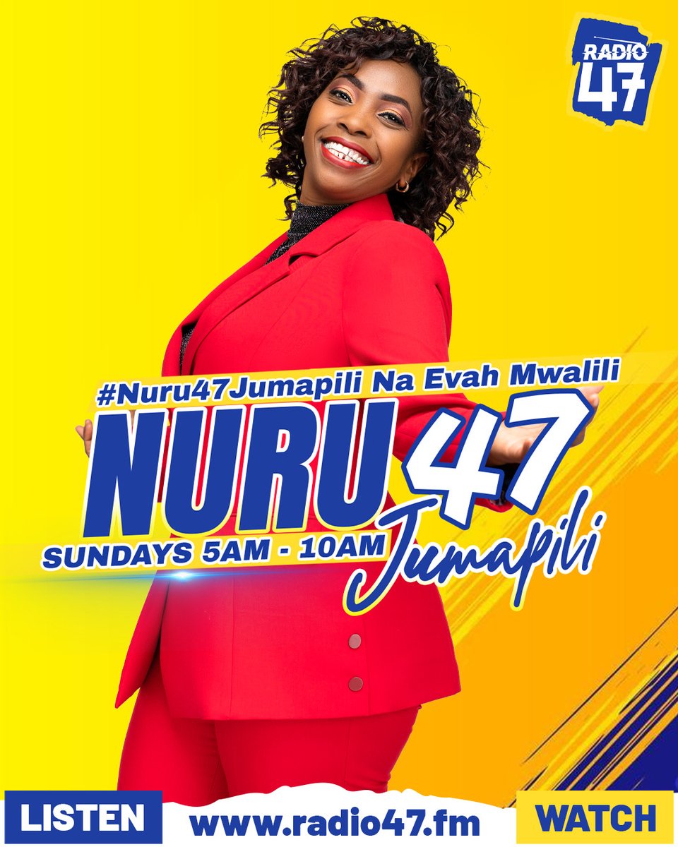 Good morning, praise the Lord! Jumapili ya kupendeza, ni siku Bwana amefanya, karibu kwa ibada upokee nuru undiluted, uncompromised. Taja area yako!

Follow us on:
Facebook: web.facebook.com/Radio47Ke
X account: @radio47_Kenya: x.com/Radio47_Kenya

#HapaNdipo