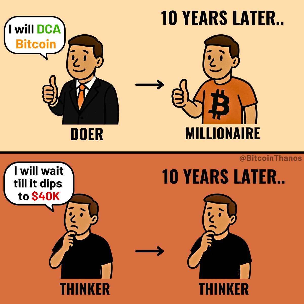 BitcoinThanos's tweet image. Think less. Stack more. #Bitcoin