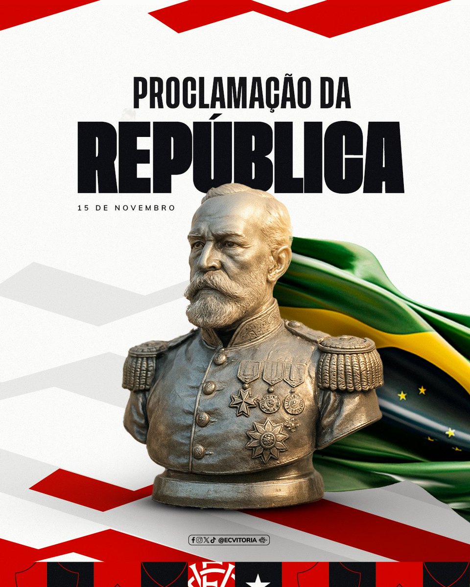 Que a busca por um Brasil justo, igualitário e para todos nunca termine. 🇧🇷 🔴⚫🦁

#PorNossaHistória #ProclamaçãoDaRepública #15deNovembro