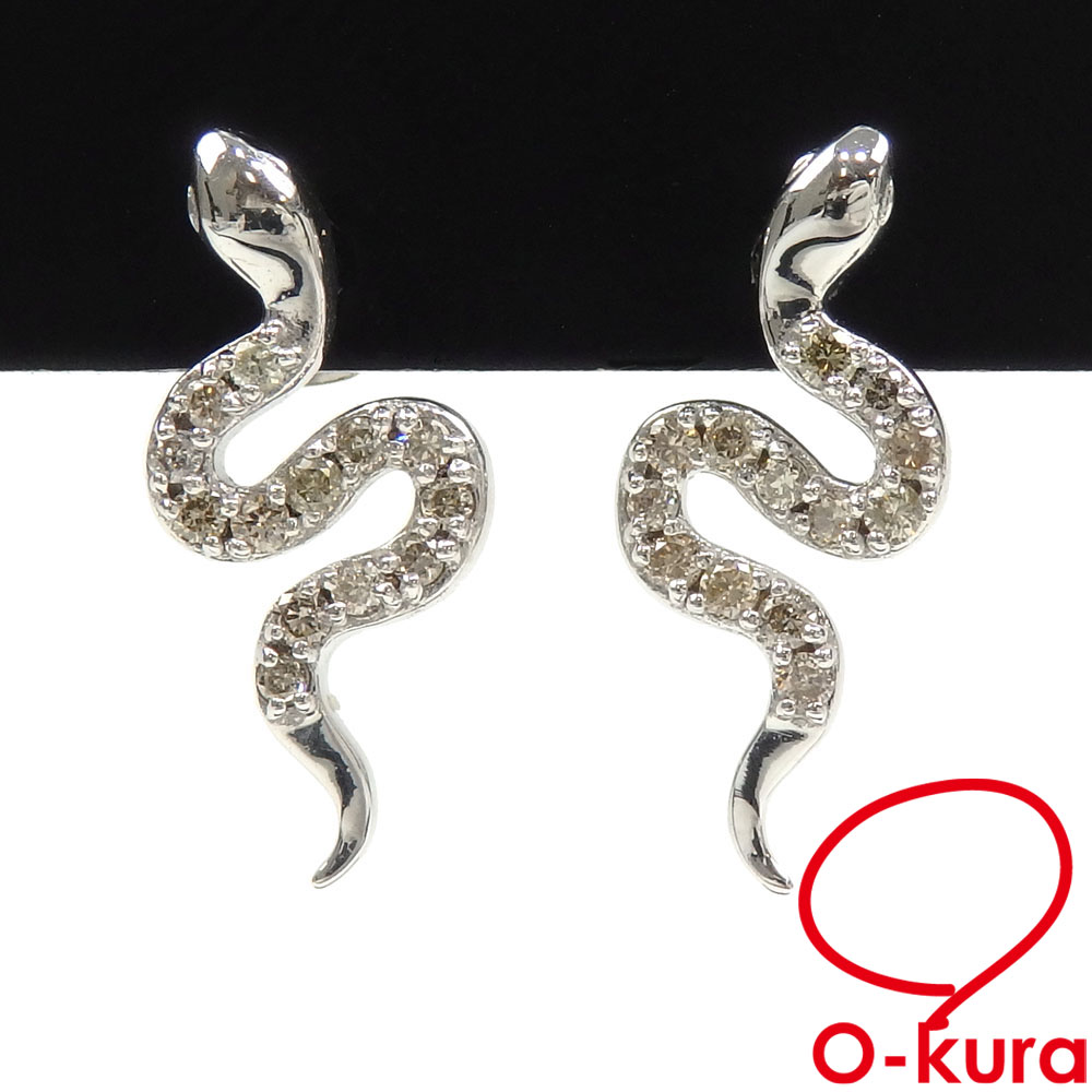 ✨販売開始✨ K18WG ダイヤモンド スネークモチーフ ピアス O