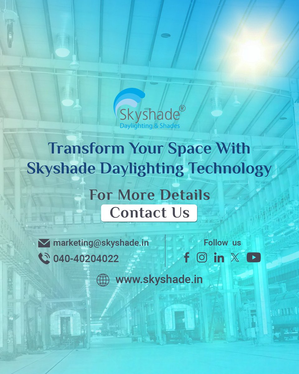 skyshade__'s tweet photo. Still using artificial lights during the day? It’s time to switch to a smarter, eco-friendly lighting solution.

Transform your spaces
🌐 https://t.co/87ZX6ko0Vi

#Skyshade #Daylighting #NaturalLighting #EnergySaving #Warehouse #Industrial #Skylights #FactoryLighting #India https://t.co/POYlGi8Ekf