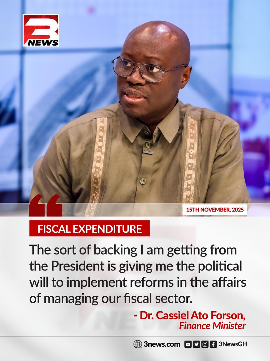 tv3_ghana's tweet image. Finance Minister Dr. Cassiel Ato Forson has stated that the firm backing he is receiving from President Mahama is providing him with the necessary political will to push through significant reforms in the management of the nation&apos;s finances.

#TheKeyPoints #TV3GH