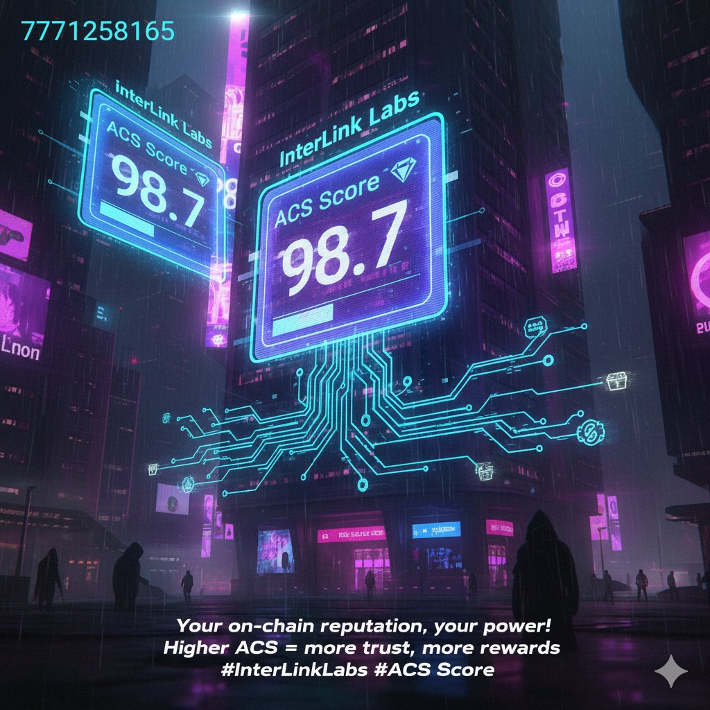 sarojkumar1627's tweet image. 🚀 InterLink Labs ACS Score
Your on-chain reputation, your power! 💎
Higher ACS = more trust, more rewards 🔥
#InterLinkLabs #ACS Score
#InterLink #ITLG #ITL