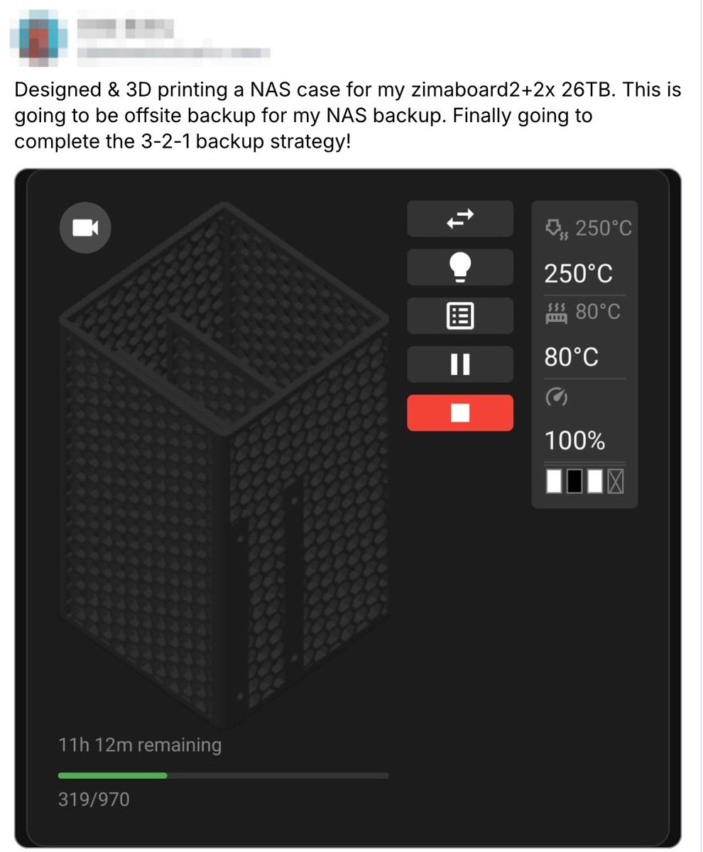 ZimaSpace's tweet image. Love this build! Time to get your 3-2-1 strategy going too. 😉

#zimaboard2 #backup #rack
