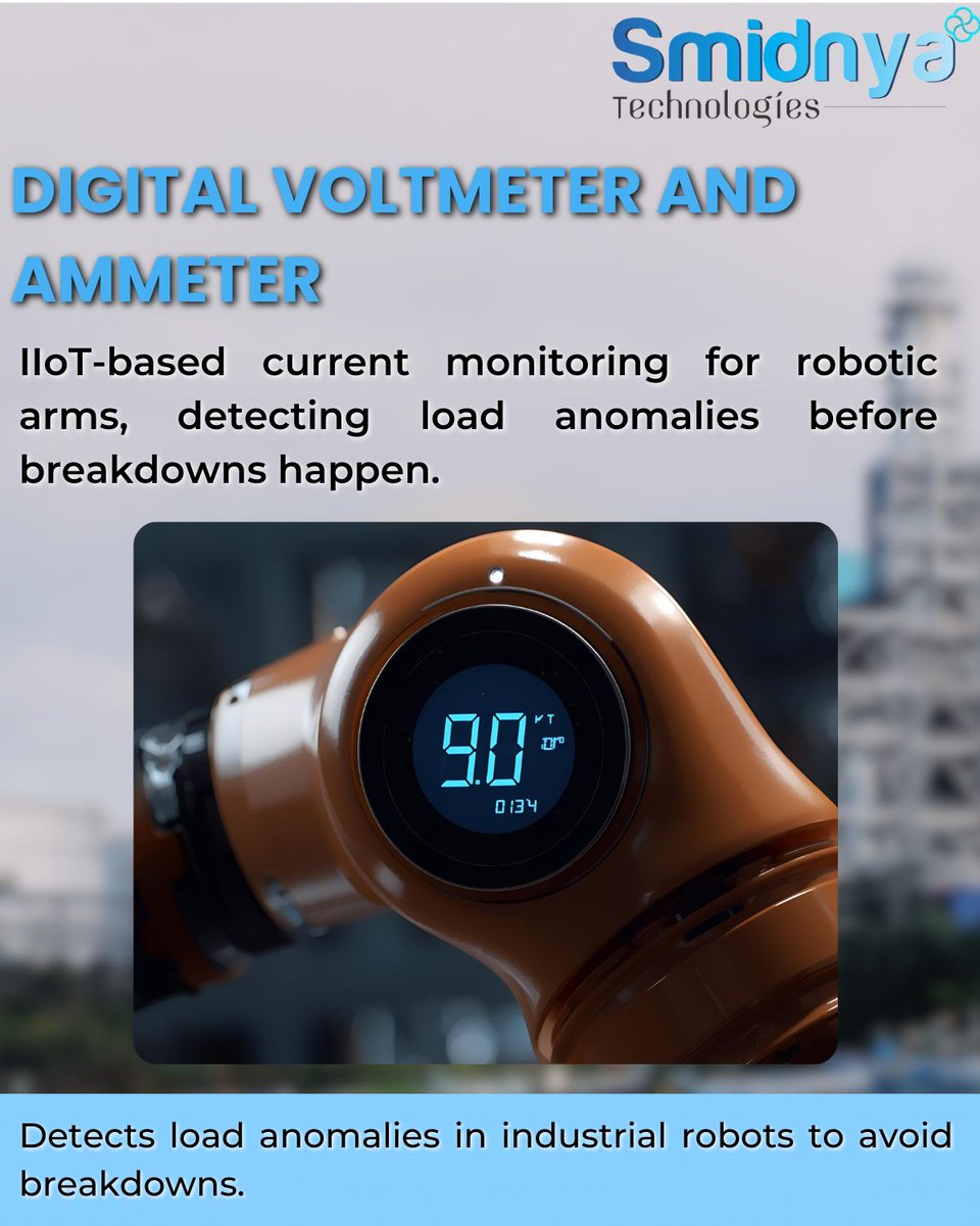 Smidnya11's tweet image. Intelligence in Every Amp.
IIoT-based current monitoring systems that merge digital voltmeter and ammeter networks with real-time analytics.
know  more: zurl.co/RDOvu
#SmidnyaTechnologies #SmartRobotics #IIoT #PredictiveMaintenance #DigitalMonitoring