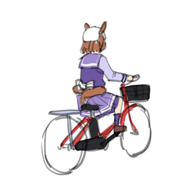 ウマ娘が自転車やバイクに乗るとき、尻尾を後輪に巻き込まないようサイヤ人みたいに腰に巻いてそうとかおもった
