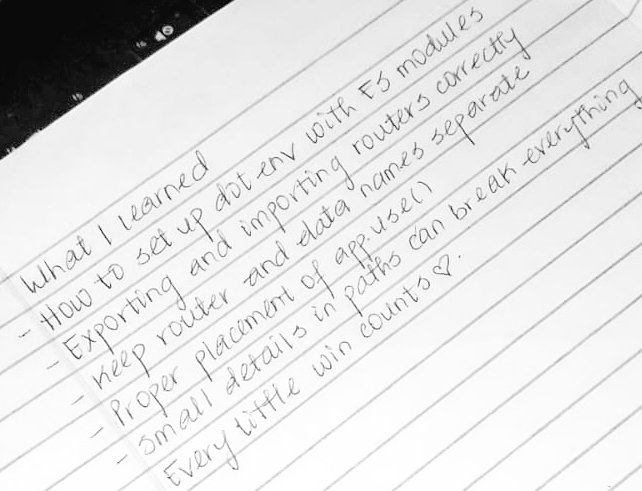 AyanfeoluwaAyo1's tweet image. Day 3/30 routing in Express.js 
Today felt messy but I learned a lot fixing routing issues😭
I kept asking myself, ‘why is something that works in tutorials misbehaving on my laptop?’
Finished routes and middleware✍️
Little win: it finally worked ✨
#Nodejs #Express #BackendDev