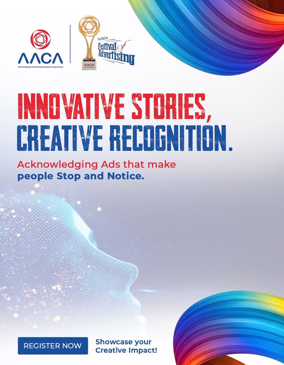 AACAAHMEDABAD's tweet image. Celebrating ideas that spark curiosity, move audiences and redefine creativity.
Your ads have the power to inspire and influence, let your brilliance be seen.

👉 Register Now and showcase your creative impact!