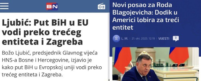 Шта повезује Божа Љубића, огранке ХДЗ-а у Мостару, централу ХДЗ-а у Загребу и данашњу званичну политику Републике Српске? 

Борба за Трећи ентитет је нит која повезује бермудски троугао Мостар-Загреб-Бањалука у коме веома лако може да се изгуби Република Српска. 

А посредник у