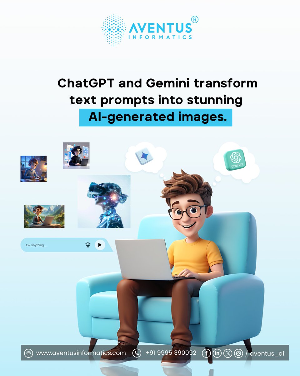 Aventus_AI's tweet image. Both turn ideas into visuals, but with different styles.
ChatGPT: Bold and dramatic.
Gemini: Calm and realistic.
Together, they unlock endless creative possibilities.

Read the full blog here: aventusinformatics.com/blog_details/a…

#AIShowdown #ChatGPTvsGemini #AIArt  #AventusInformatics