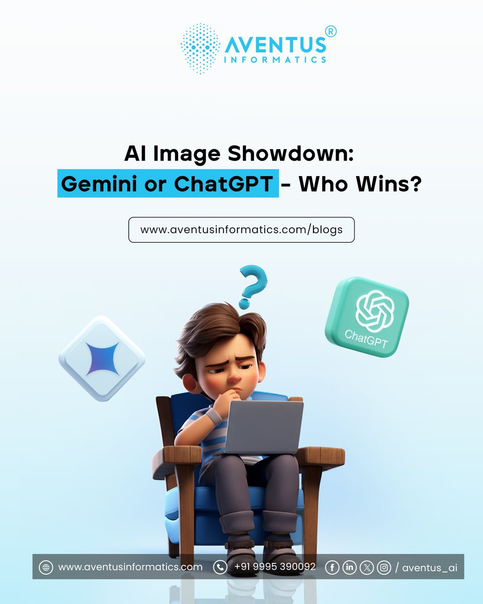 Aventus_AI's tweet image. Both turn ideas into visuals, but with different styles.
ChatGPT: Bold and dramatic.
Gemini: Calm and realistic.
Together, they unlock endless creative possibilities.

Read the full blog here: aventusinformatics.com/blog_details/a…

#AIShowdown #ChatGPTvsGemini #AIArt  #AventusInformatics