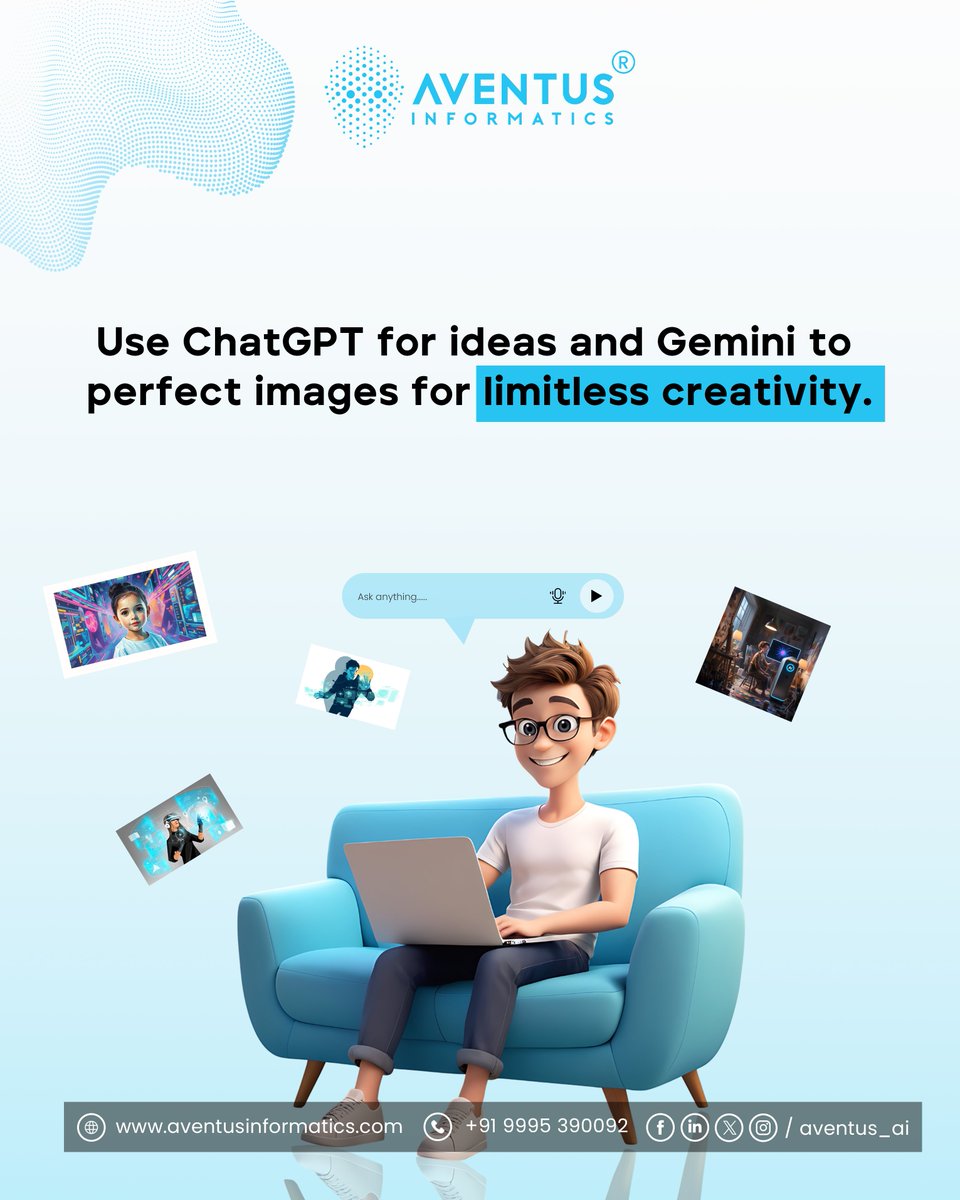 Aventus_AI's tweet image. Both turn ideas into visuals, but with different styles.
ChatGPT: Bold and dramatic.
Gemini: Calm and realistic.
Together, they unlock endless creative possibilities.

Read the full blog here: aventusinformatics.com/blog_details/a…

#AIShowdown #ChatGPTvsGemini #AIArt  #AventusInformatics