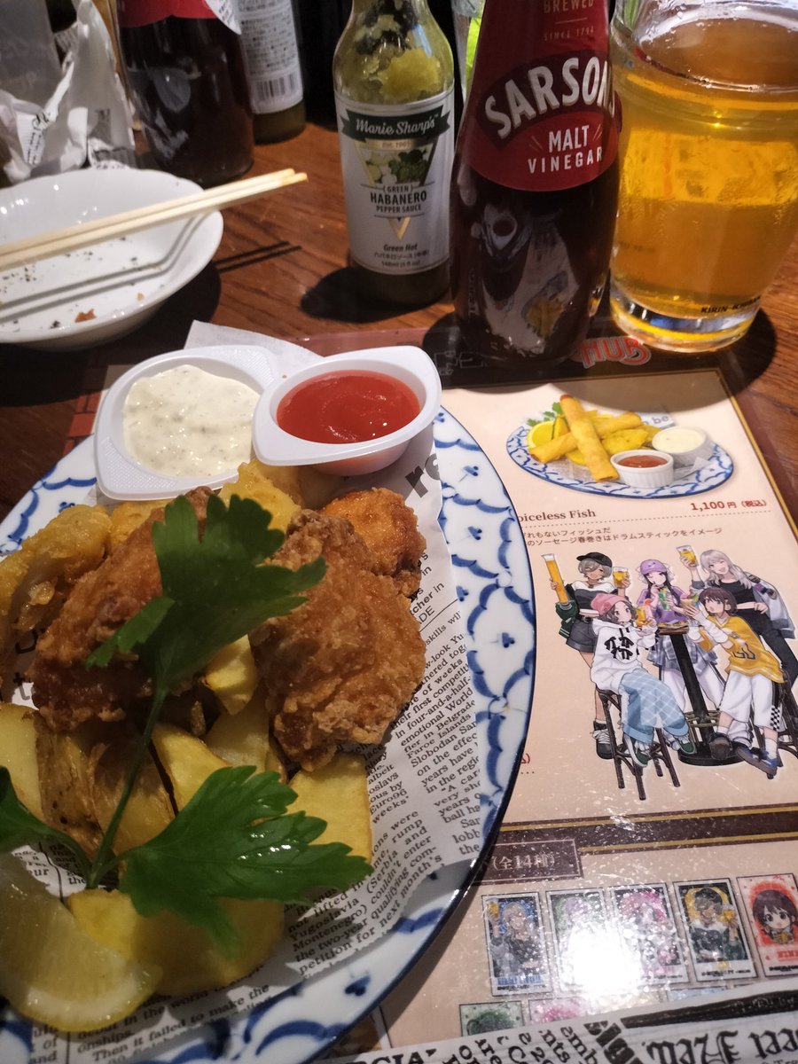 kazoo727's tweet image. #HUB　#ガルクラ
美味い。ナイスビール✨
本日の18時スタートの予約では、ドラムスティックをイメージしたソーセージ春巻が品切で鳥唐になってました。ガルクラHUBコラボ川崎