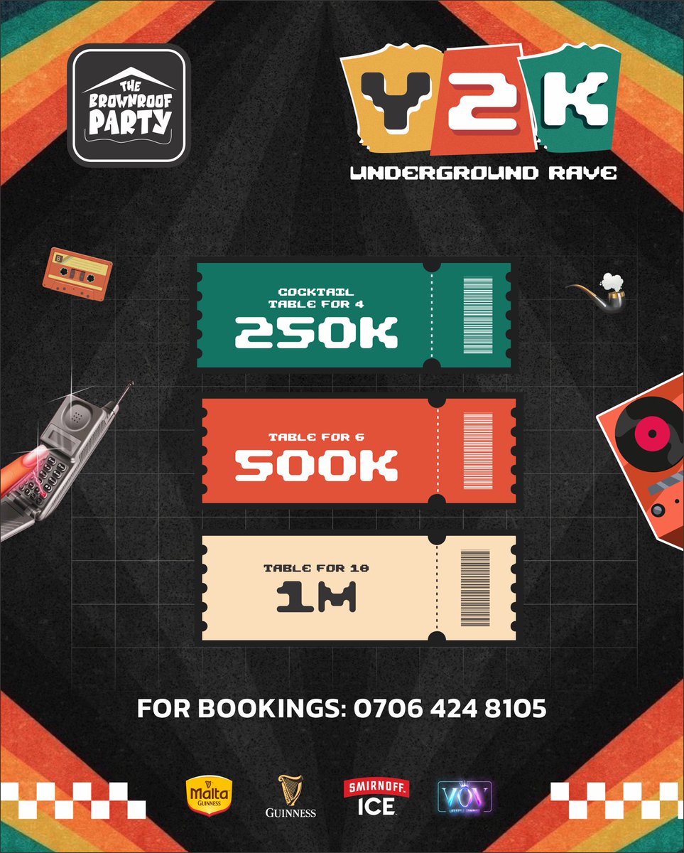 Ibadan, get ready! 🔥

The Y2K Underground Rave is about to shut the city down!

📅 Nov 29 | ⏰ 5PM – 4AM 📍 Mercifield Event Center, Opp FRSC Office, Dugbe

Early Bird: 5K | Regular: 8K | Group of 4: 20K | All Access: 25K

Pull up! bit.ly/Turbrp