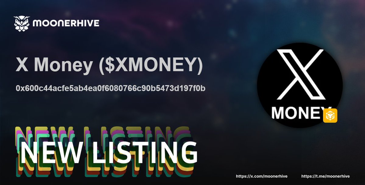 MoonerHive's tweet image. 🚀 New Token Alert on MoonerHive! 🚀

X Money ( $XMONEY )

0x600c44acfe5ab4ea0f6080766c90b5473d197f0b

Explore now and join the community! 🌕
🌟 #Crypto #memecoins #Memes #NewToken #MoonerHive 

Explore more: moonerhive.com/token/0x600c44…