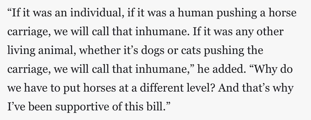 I think the fact that <a href="/ChrisMarteNYC/">Christopher Marte</a> doesn't understand the difference between a cat &amp; a horse should automatically remove him from having a say on carriage horses in the future.

<a href="/NYCCouncil/">New York City Council</a> <a href="/ZohranKMamdani/">Zohran Kwame Mamdani</a> <a href="/NYCSpeakerAdams/">(ARCHIVED) Adrienne Adams</a> <a href="/JulieMenin/">Julie Menin</a> <a href="/CMCrystalHudson/">Council Member Crystal Hudson</a> <a href="/CMAmandaFarias/">Council Member Amanda Farías</a> <a href="/Lynn4NYC/">Lynn Schulman 舒曼琳</a>