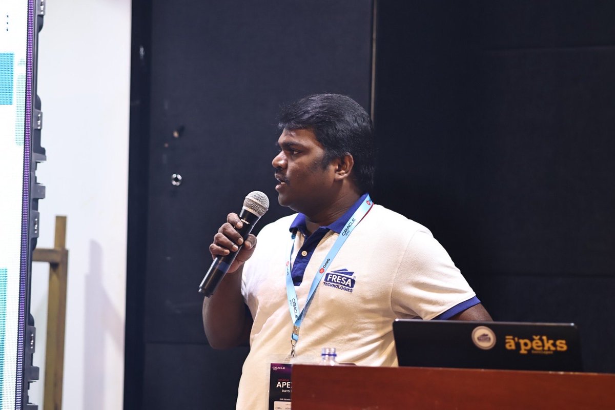 🌟 APEX customer success in action!
Parthiban Ganesan of Fresa Technologies shares how Oracle APEX powers scalable, high-impact solutions in freight &amp; logistics—showcasing real transformation through low-code innovation. A story you can’t miss! 🚀

#APEXAIDays #Oracle