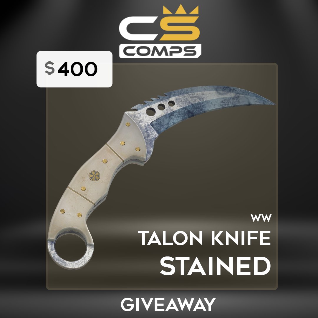 Talon Knife | Stained WW ($400)

➡️ TO ENTER:

✅ Follow me &amp; <a href="/CS_COMPS/">CSComps.gg</a> 
✅ Retweet
✅ RT Quoted Post (show proof)

⏰ Giveaway ends in 14 days!