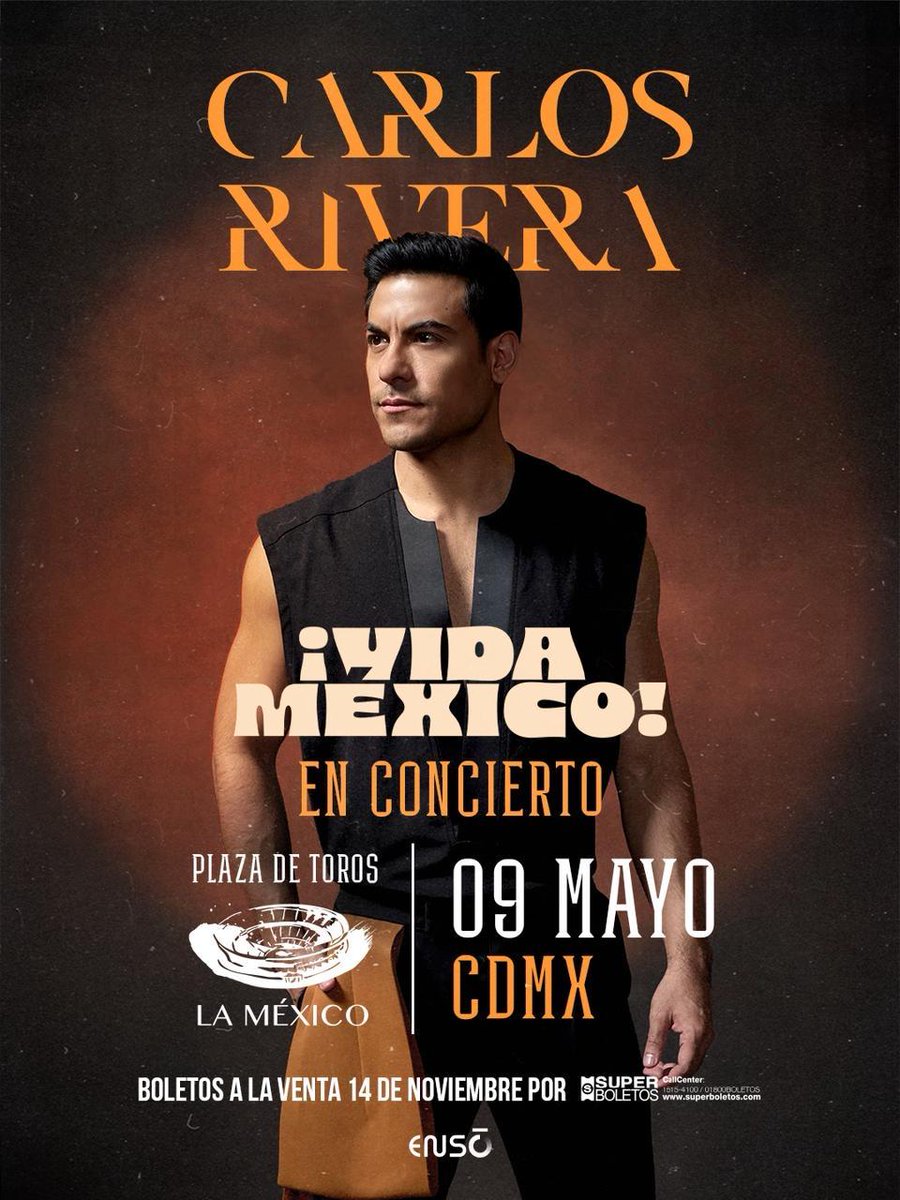 VIDA MÉXICO TOUR
CARLOS RIVERA

#carlosrivera #cluboficialsolotu 💙

<a href="/_CarlosRivera/">Carlos Rivera</a> <a href="/ClubSoloTu/">Carlos Rivera SóloTú</a> <a href="/sonymusicca/">Sony Music C.A.</a> <a href="/WestWoodEntt/">Westwood Entertainment</a> <a href="/mikenoriega/">Mike Noriega</a>