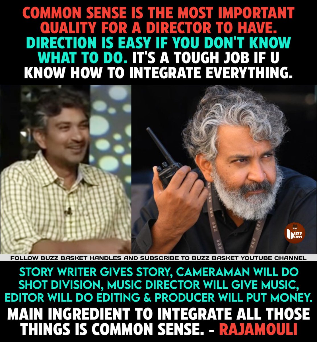 Common sense is the most important quality for a director to have - #Rajamouli 

#GlobeTrotter #Baahubali #RRR #Eega