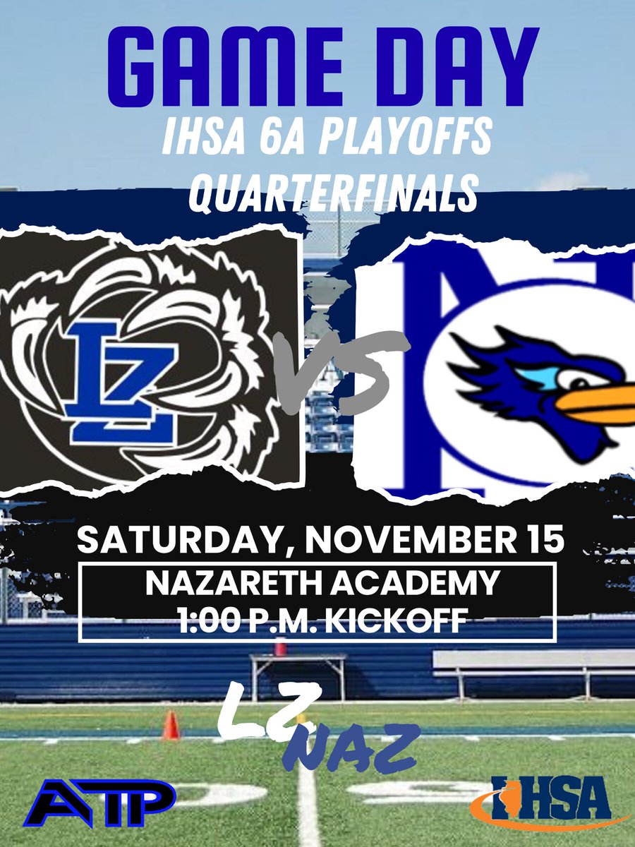 Quarterfinals LZHS travels to Nazareth for a 1pm kickoff. Battle of the 4 seed and the 1 seed. The winner goes the 6A Semifinals. Bears are ready to take on the Roadrunners! All in, All or nothing, Embrace the Climb! ⁦<a href="/LZHSFootball/">LZHS Football</a>⁩ ⁦<a href="/lzhsathletics/">LZHS Athletics</a>⁩ ⁦<a href="/LZHSBEARS/">LZHS BEARS</a>⁩