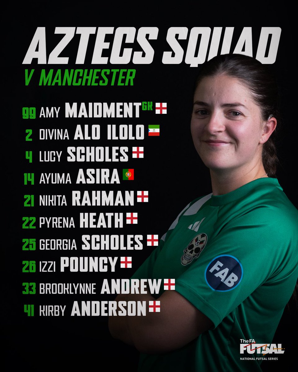 Ready for a big test on the road.

🆚 <a href="/MFC_Futsal/">Manchester Futsal Club</a> 
⏰ 12:30 KO
📍 National Cycling Centre

#VamosAztecs <a href="/FA_NFS/">FA National Futsal Series</a>