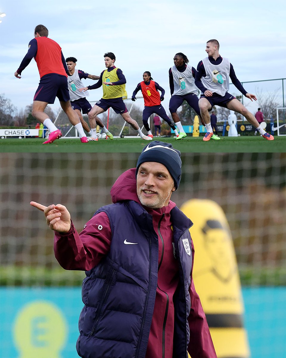 All 24 #ThreeLions players are on the pitch as we train for the final time ahead of travelling to Albania 👊