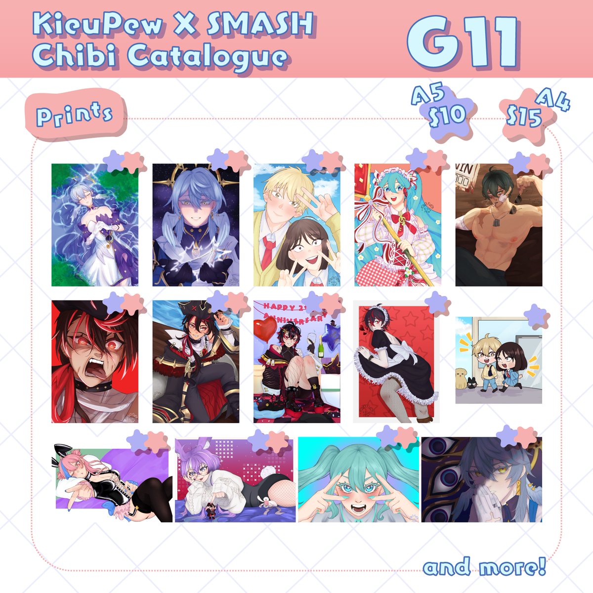 KieuPew's tweet image. WHOOOOOOO!!!

I&apos;ll be at the first ever Smash Chibi with my girlie

I&apos;m hosting 2 stamp rallies so stay tuned! (´ ∀ ` *)

If you&apos;re interested in preorders feel free to DM me and pick up at the con (≧◡≦)

#SmashChibi2025 #SmashChibi #SmashCon #Catalogue